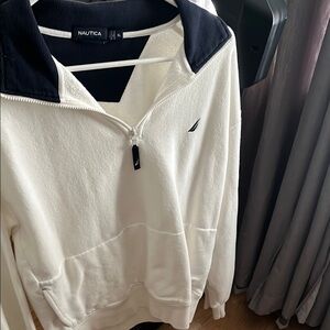Nautica Men's White Sweater quarter zip
